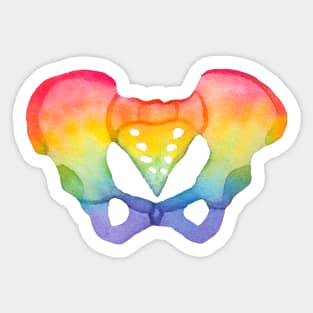 Rainbow Watercolor Pelvis (white) Sticker